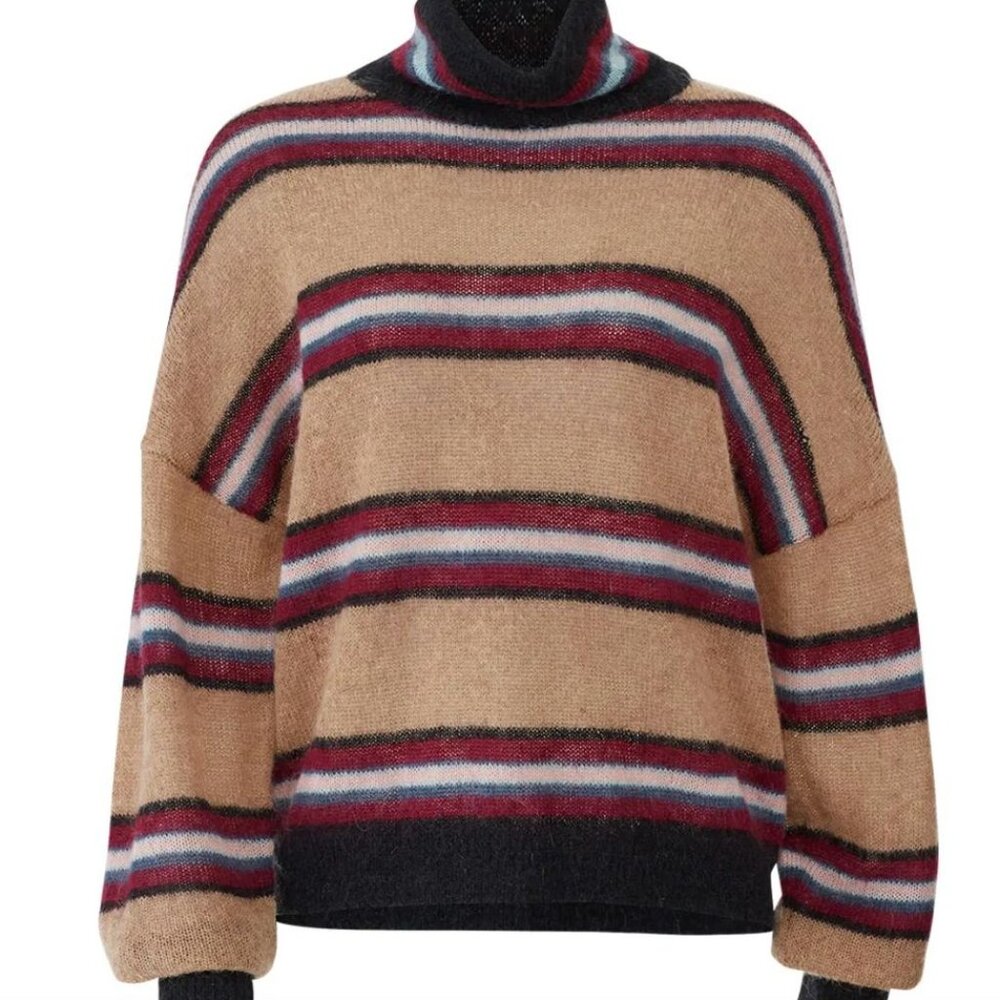 REBECCA MINKOFF  Ella Camel Striped Turtleneck‎ Sweater Size XS